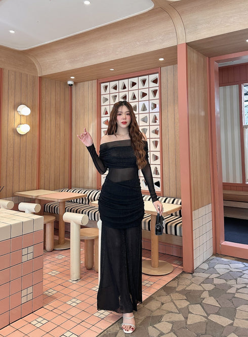 Off Shoulder Body Hugging Slim Fit Dress