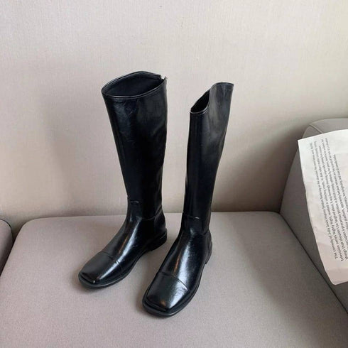 Fashion Low Heel Square Toe Knee Boots