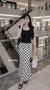 2- Piece Set, Lace Hem Neckline Top With Polka Dot Skirt